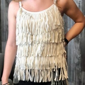 Western White Fringe Layered Women's Top XL